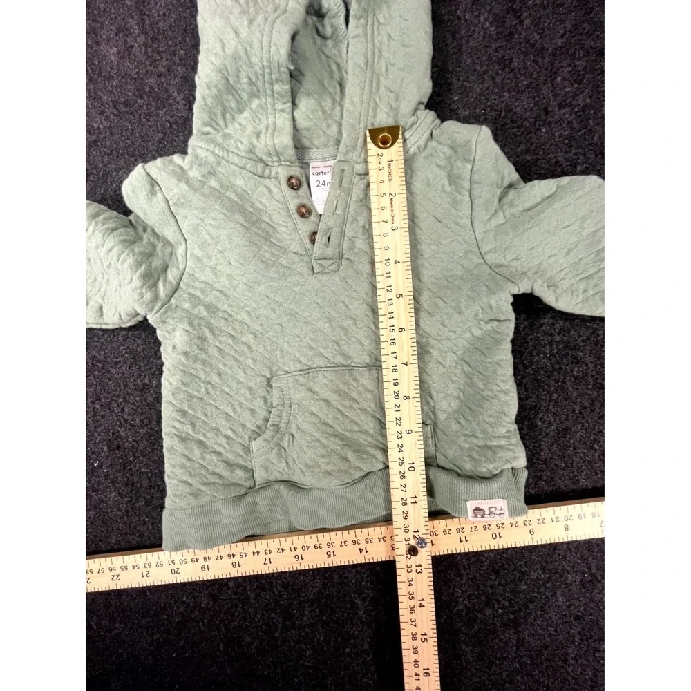 Carters‎ Hoodie Toddler Unisex 24M Sage Green Quilted Cotton Hooded Pullover